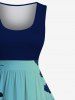 Plus Size Diver Fish Cruise Ship Colorblock Print 1950s Vintage Hawaii Dress -  