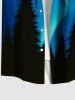 Plus Size Galaxy Star Trees Light Beam 3D Print Buttons Pocket Hawaii Shirt For Men -  