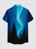Plus Size Galaxy Star Trees Light Beam 3D Print Buttons Pocket Hawaii Shirt For Men -  