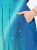 Plus Size Galaxy Star Tree Light Beam 3D Print Split Hawaii Midi Dress -  