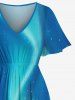 Plus Size Galaxy Star Tree Light Beam 3D Print Split Hawaii Midi Dress -  