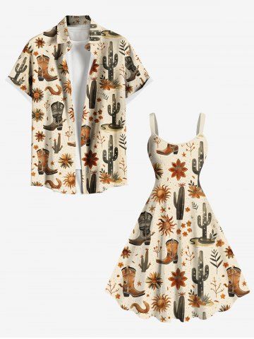 Floral Cactus et Bottes de Plage Grande Taille pour Couples - LIGHT COFFEE