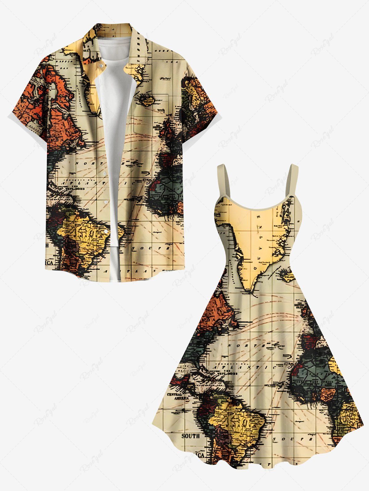 Costume de Plage Grande Taille pour Couples café lumière 