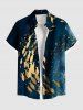 Tenue de Plage Trapèze à Imprimé Éclaboussure de Peinture et Poissons Grande-Taille pour Couples - Bleu 