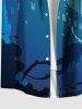 Nouveauté Maillot de Plage Noir et Blanc Tricotée à Imprimé Poisson pour Couples Grande-Taille - Bleu 