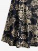 Skulls Rose Flowers Print Plus Size Matching Hawaii Beach Outfit For Couples -  