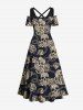 Skulls Rose Flowers Print Plus Size Matching Hawaii Beach Outfit For Couples -  