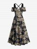 Skulls Rose Flowers Print Plus Size Matching Hawaii Beach Outfit For Couples -  