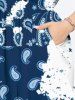 Costume de Plage Grande Taille Imprimé Paisley Ethnique Contrastant - Bleu 