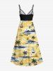 Plus Size Coconut Tree Sea Sailboat Print Hawaii Cruise Surplice A Line Cami Dress -  