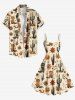 Plus Size Cactus Plant Floral Sun Boots Print Hawaii A Line Tank Dress - café lumière 1X
