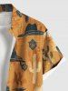 Plus Size Cactus Plant Hat Floral Desert Print Hawaii Button Pocket Shirt For Men -  