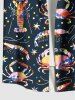 Plus Size Colorful Crab Lobster Stars Print Hawaii Button Pocket Shirt For Men -  