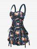 Colorful Crab Lobster Stars Print Hawaii Lace Up A Line Tank Dress -  