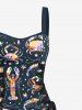 Colorful Crab Lobster Stars Print Hawaii Lace Up A Line Tank Dress -  