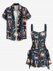 Colorful Crab Lobster Stars Print Hawaii Lace Up A Line Tank Dress -  