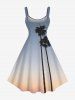 Robe Ligne A Ciel Ombré Arbre de Noix de Coco Imprimés de Grande Taille - Bleu clair M