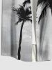 Plus Size Coconut Tree Ombre Sky Print Hawaii Button Pocket Shirt For Men -  