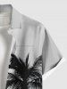 Plus Size Coconut Tree Ombre Sky Print Hawaii Button Pocket Shirt For Men -  