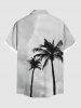Plus Size Coconut Tree Ombre Sky Print Hawaii Button Pocket Shirt For Men -  
