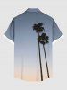 Plus Size Coconut Tree Ombre Sky Print Hawaii Button Pocket Shirt For Men -  