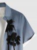 Plus Size Coconut Tree Ombre Sky Print Hawaii Button Pocket Shirt For Men -  