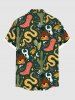 Chemise Grande Taille Imprimé Cactus Crâne et Serpent Coloré avec Poches - Noir M