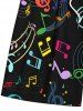 Plus Size Colorful Music Symbol Print Hawaii Drawstring Beach Shorts For Men -  