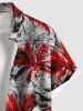 Plus Size Coconut Tree Tropical Leaf Print Buttons Pocket Hawaii Shirt For Men -  