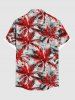 Plus Size Coconut Tree Tropical Leaf Print Buttons Pocket Hawaii Shirt For Men -  