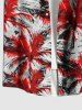 Plus Size Coconut Tree Tropical Leaf Print Buttons Pocket Hawaii Shirt For Men -  
