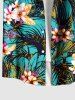 Plus Size Tropical Leaf Flowers Print Buttons Pocket Hawaii Shirt For Men -  