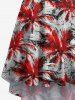 Robe caraco hawaïenne grande taille à imprimé feuilles tropicales et cocotiers - Rouge 1X