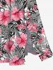 Robe Mi-Longue Hawaïen Fendue Fleur et Feuille Tropicale Imprimées de Grande Taille - Rose clair 1X