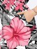 Plus Size Tropical Flowers Leaf Print Split Hawaii Midi Dress -  