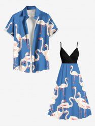 Tenue de Plage Trapèze Imprimé Flammant Grande Taille pour Femme - Bleu 