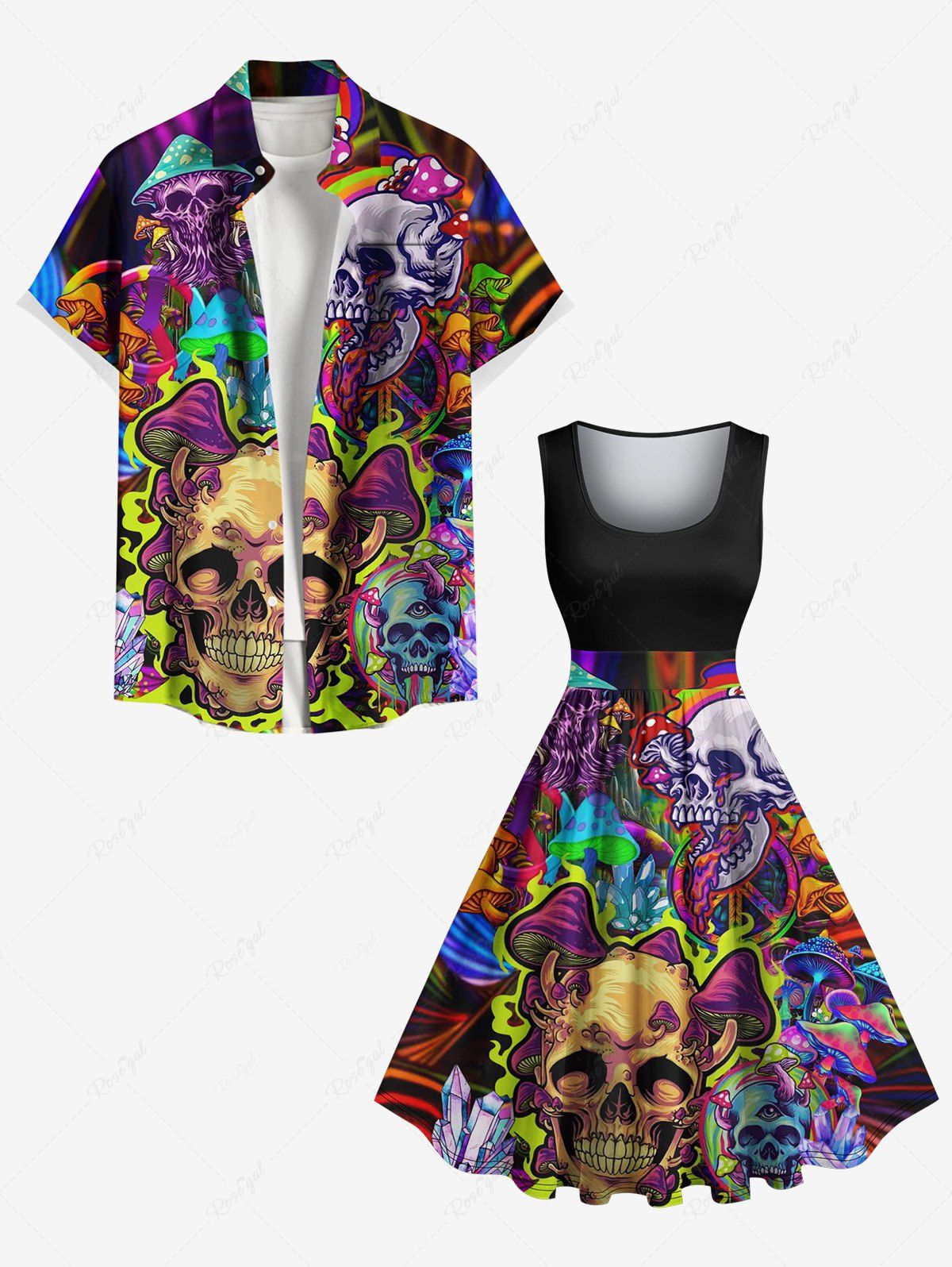 Costume de Plage Grande Taille Imprimé Crânes en Assortie pour la Plage Noir 