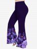 Flowers Leaf Star Print Plus Size Matching Set -  