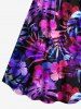 Tropical Leaf Hibiscus Flowers Print Plus Size Matching Hawaii Beach Outfit For Couples -  