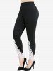 Hollow Out Floral Embroidery T-shirt and Appliques Leggings Plus Size Outfit -  