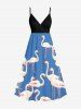 Tenue de Plage Trapèze Imprimé Flammant Grande Taille pour Femme - Bleu 
