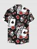 Plus Size Poker Casino Chips Skull Print Buttons Pocket Hawaii Shirt For Men -  