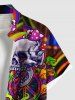 Plus Size Skulls Mushroom Print Buttons Pocket Hawaii Shirt For Men -  