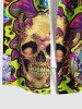 Plus Size Skulls Mushroom Print Buttons Pocket Hawaii Shirt For Men -  