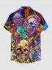 Plus Size Skulls Mushroom Print Buttons Pocket Hawaii Shirt For Men -  