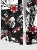Plus Size Poker Casino Chips Skull Print Buttons Pocket Hawaii Shirt For Men -  