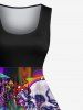Plus Size Skulls Mushroom Print 1950s Vintage Hawaii Tank Dress -  