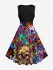 Plus Size Skulls Mushroom Print 1950s Vintage Hawaii Tank Dress -  