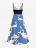 Plus Size Flamingo Print Hawaii Surplice A Line Cami Dress -  