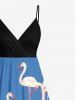 Plus Size Flamingo Print Hawaii Surplice A Line Cami Dress -  